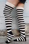 Horizontal Striped Cotton Socks - Black & White - Socks -  - FIVE AND DIAMOND
