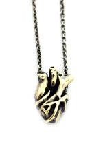 Jan Hilmer Anatomical Brass Heart Necklace - Medium - Necklaces - Brass / Medium (1") - FIVE AND DIAMOND