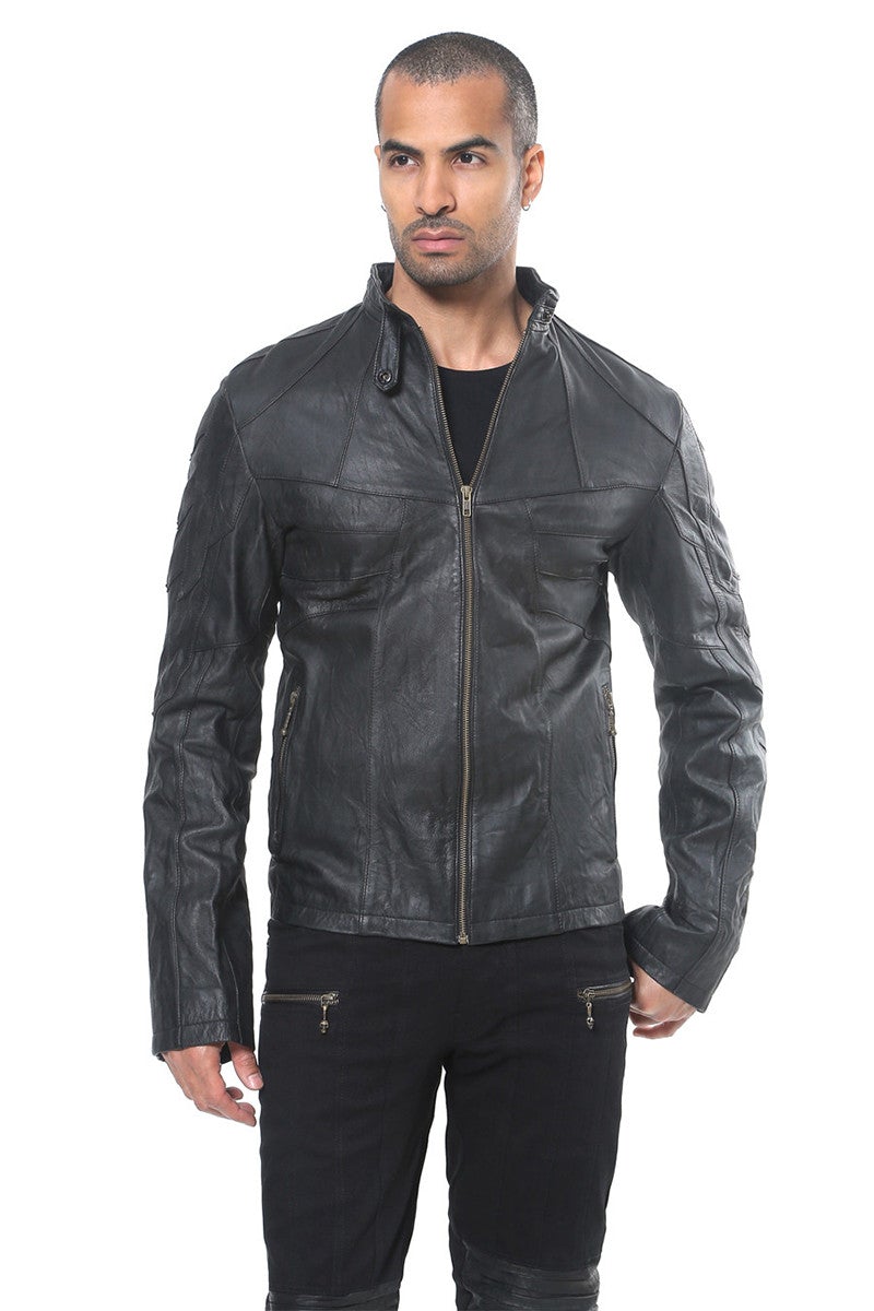 Jan Hilmer Hornet Leather Jacket - Jackets-Mens - black / Small / Ships Now - FIVE AND DIAMOND