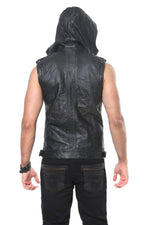 Jan Hilmer Leather Rocket Vest with Hood - Jackets-Mens -  - FIVE AND DIAMOND