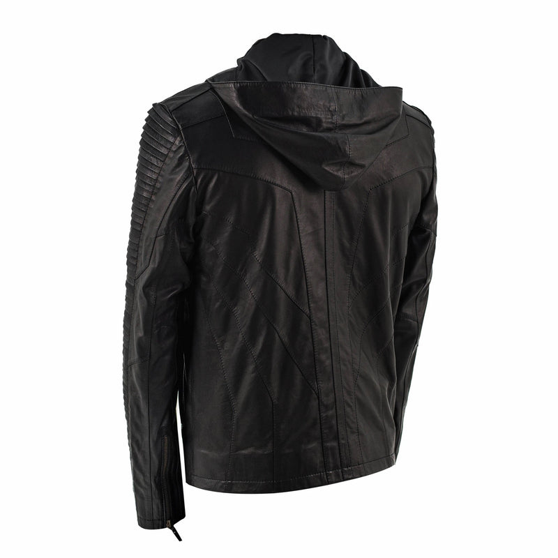 Jan Hilmer Ribbed Leather Hoody Jacket - Jackets-Mens -  - FIVE AND DIAMOND