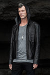 Jan Hilmer Ribbed Leather Hoody Jacket - Jackets-Mens - Small / Ships Now - FIVE AND DIAMOND