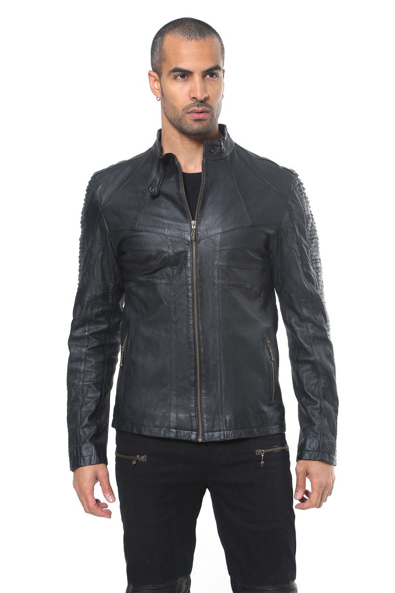 Jan Hilmer Ribbed Leather Jacket - Jackets-Mens - Small / Ships Now - FIVE AND DIAMOND