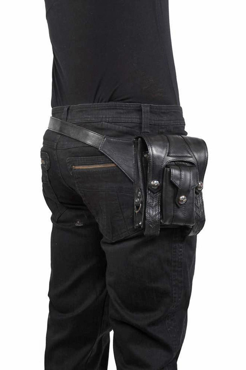 Black Leather Utility Harness / Holster Bag