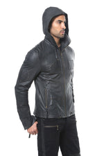 Jan Hilmer Tiger Leather Hoody - Jackets-Mens -  - FIVE AND DIAMOND