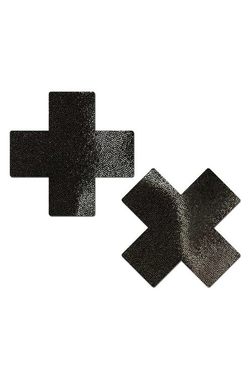 Liquid Black Cross Reusable Nipple Pasties by Pastease - Pasties -  - FIVE AND DIAMOND