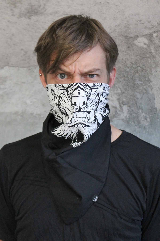 Miss Monster Foo Dog Bandanna - Bandanas - Black/White - FIVE AND DIAMOND