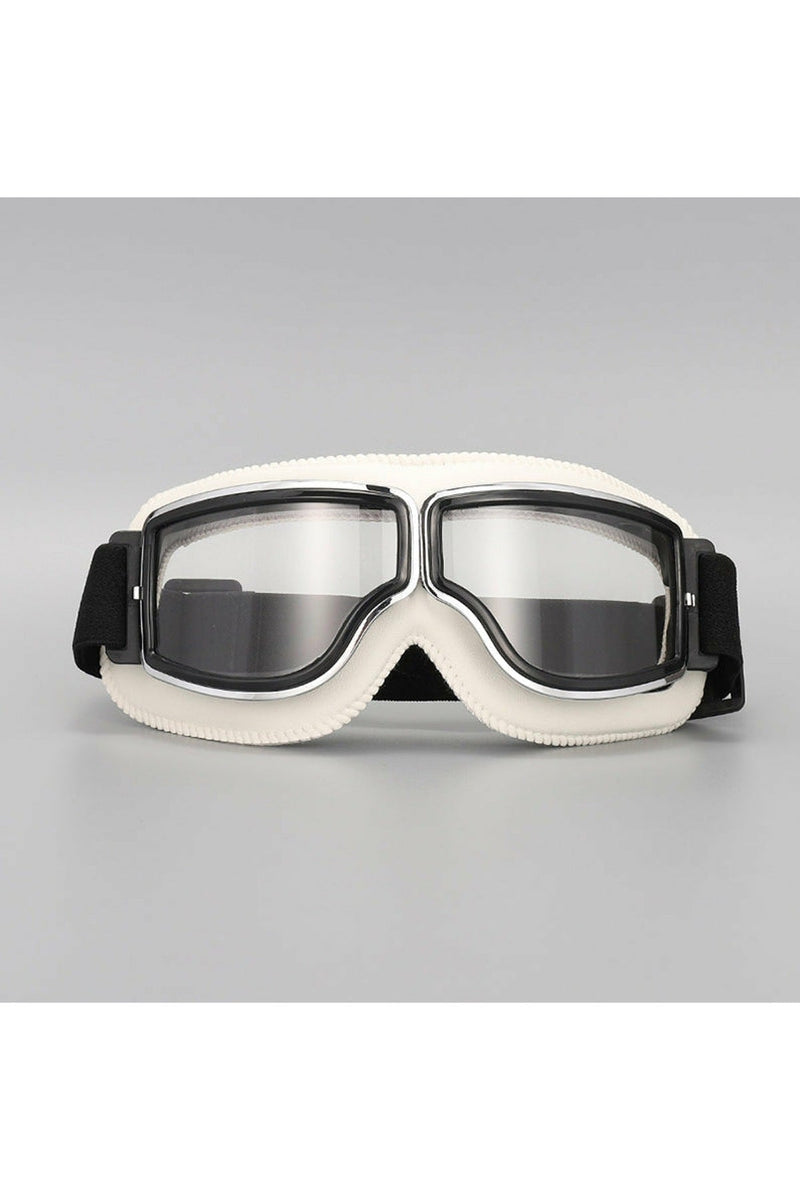 Retro, Foldable Motorcycle Goggles - White Goggles Showcase 