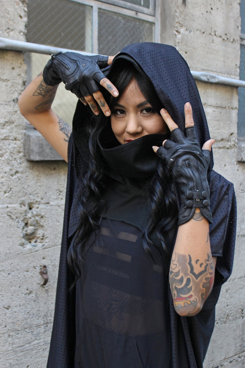 Hooded Goth Dress Gothic Cowl Hood Cyberpunk Women Alternative
