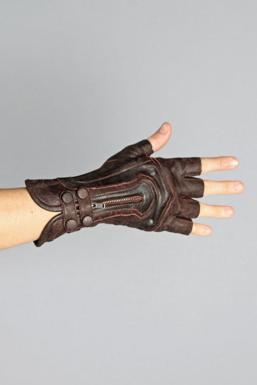 Steam Trunk Archery Leather Gloves - Brown - Gloves -  - FIVE AND DIAMOND