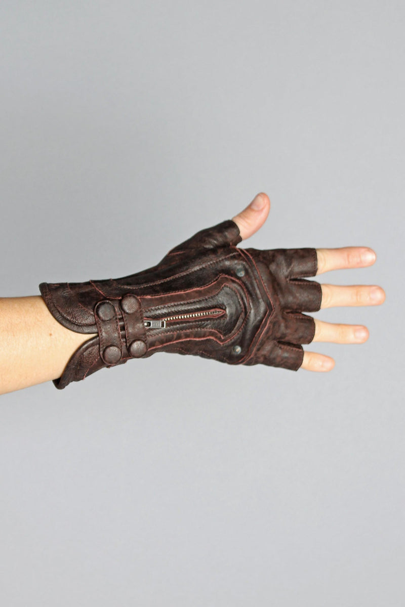Steam Trunk Archery Leather Gloves - Brown - Gloves -  - FIVE AND DIAMOND