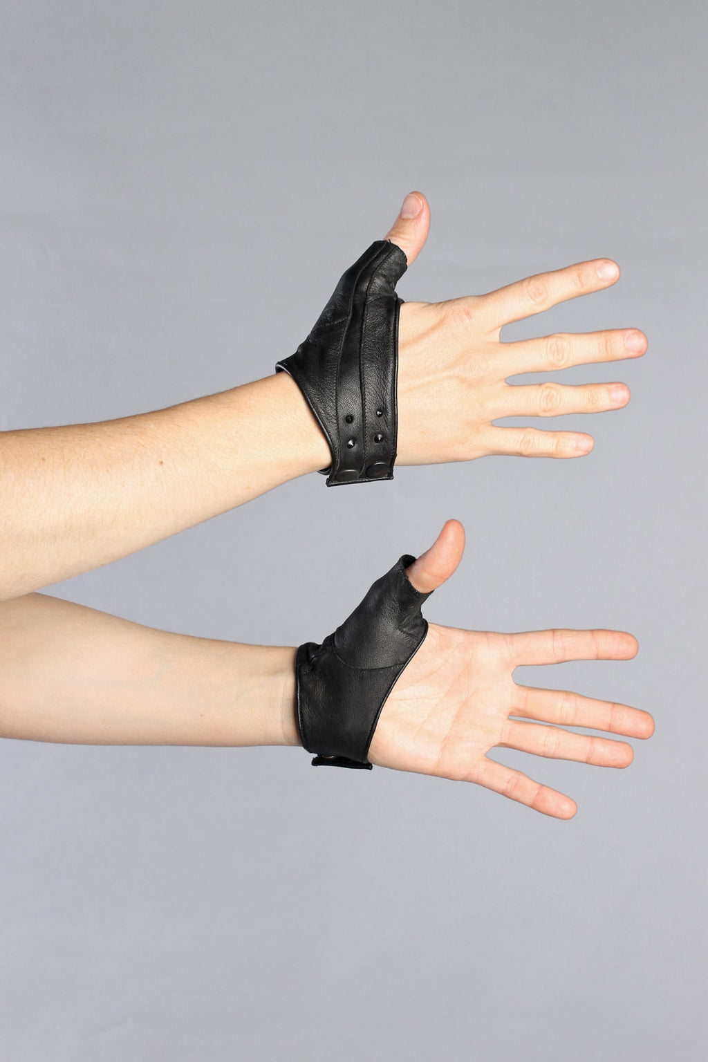 5D x Steam Trunk Half Gloves - Leather Black Leather / Xs