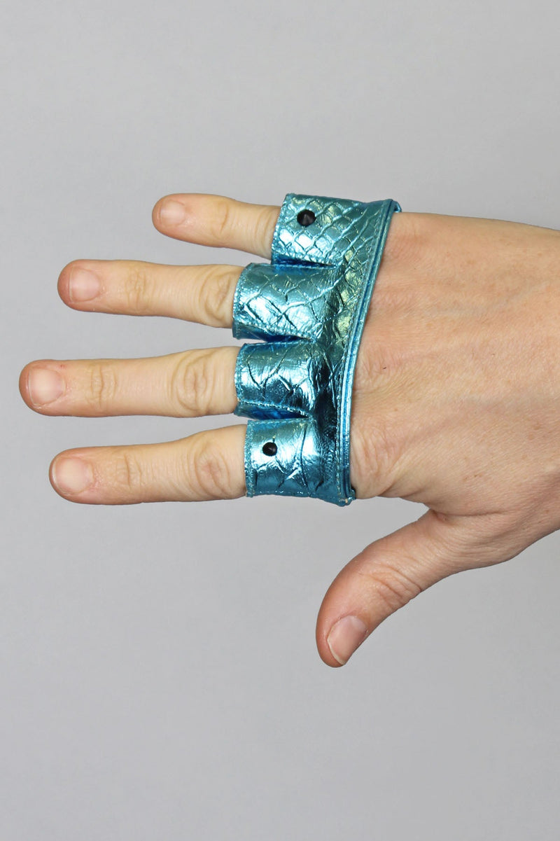 Steam Trunk Leather Knuckle Glove - Gloves - Blue / XS - FIVE AND DIAMOND