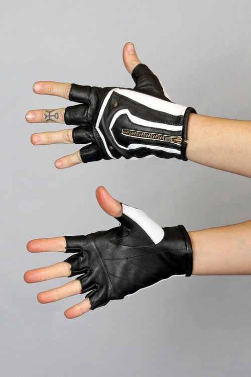 Steam Trunk Mojo Moto Riding Gloves - Gloves - XS / Black & White - FIVE AND DIAMOND