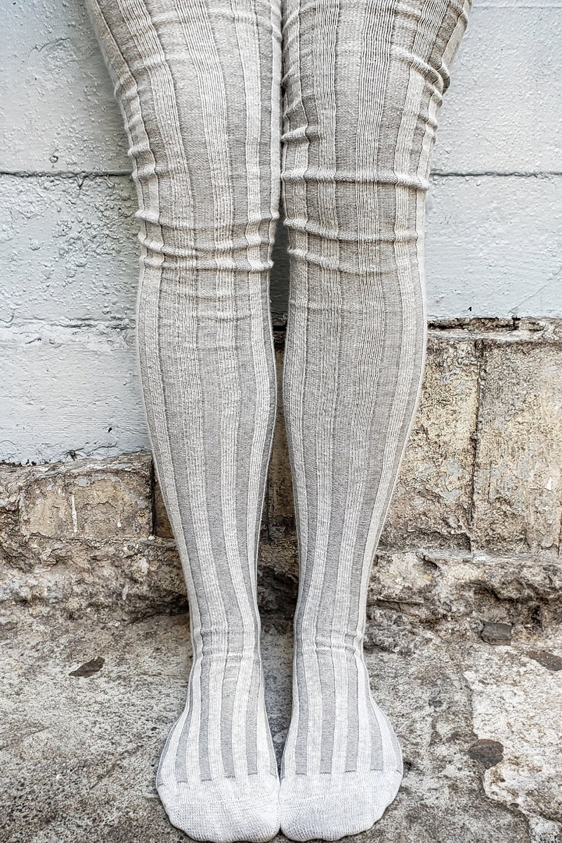 Vertical OTK Ribbed Cotton Socks - Grey - Socks -  - FIVE AND DIAMOND